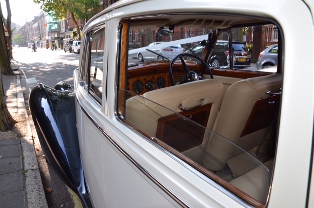 Bentley R-Type classic car front view with chrome grille