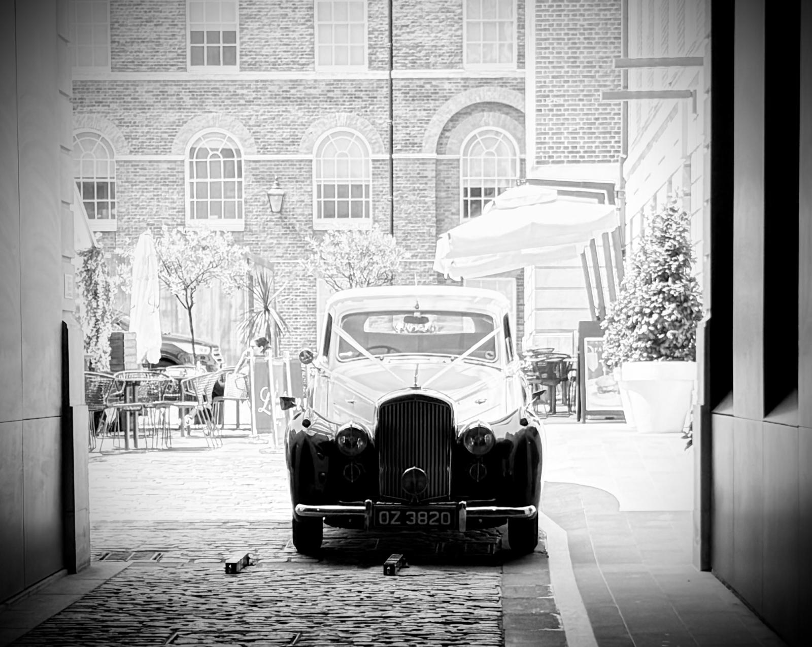 Vintage Bentley wedding car hire London chauffeur uniformed service