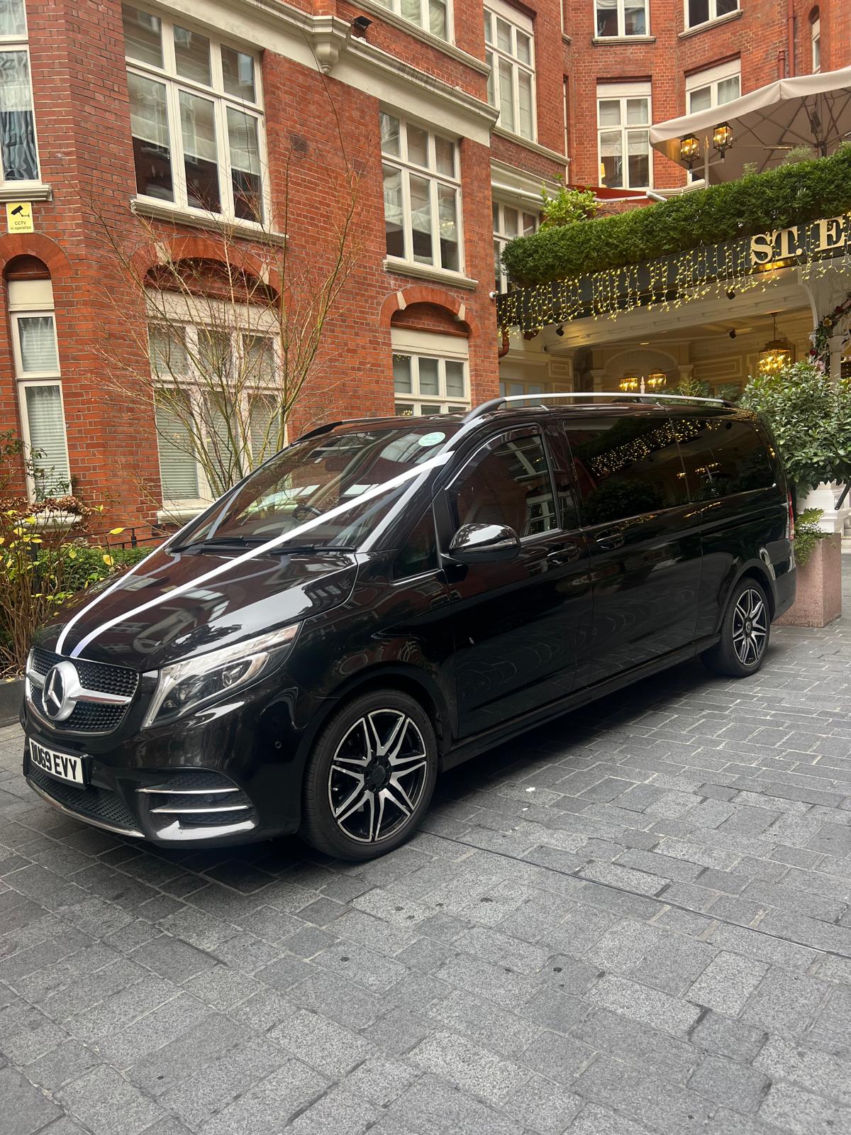 Mercedes V Class wedding hire Essex exterior chauffeur driven