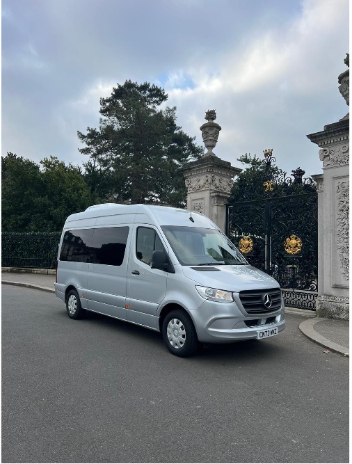 Mercedes Sprinter 8 Seater Executive interior with luxury leather seats and ambient lighting