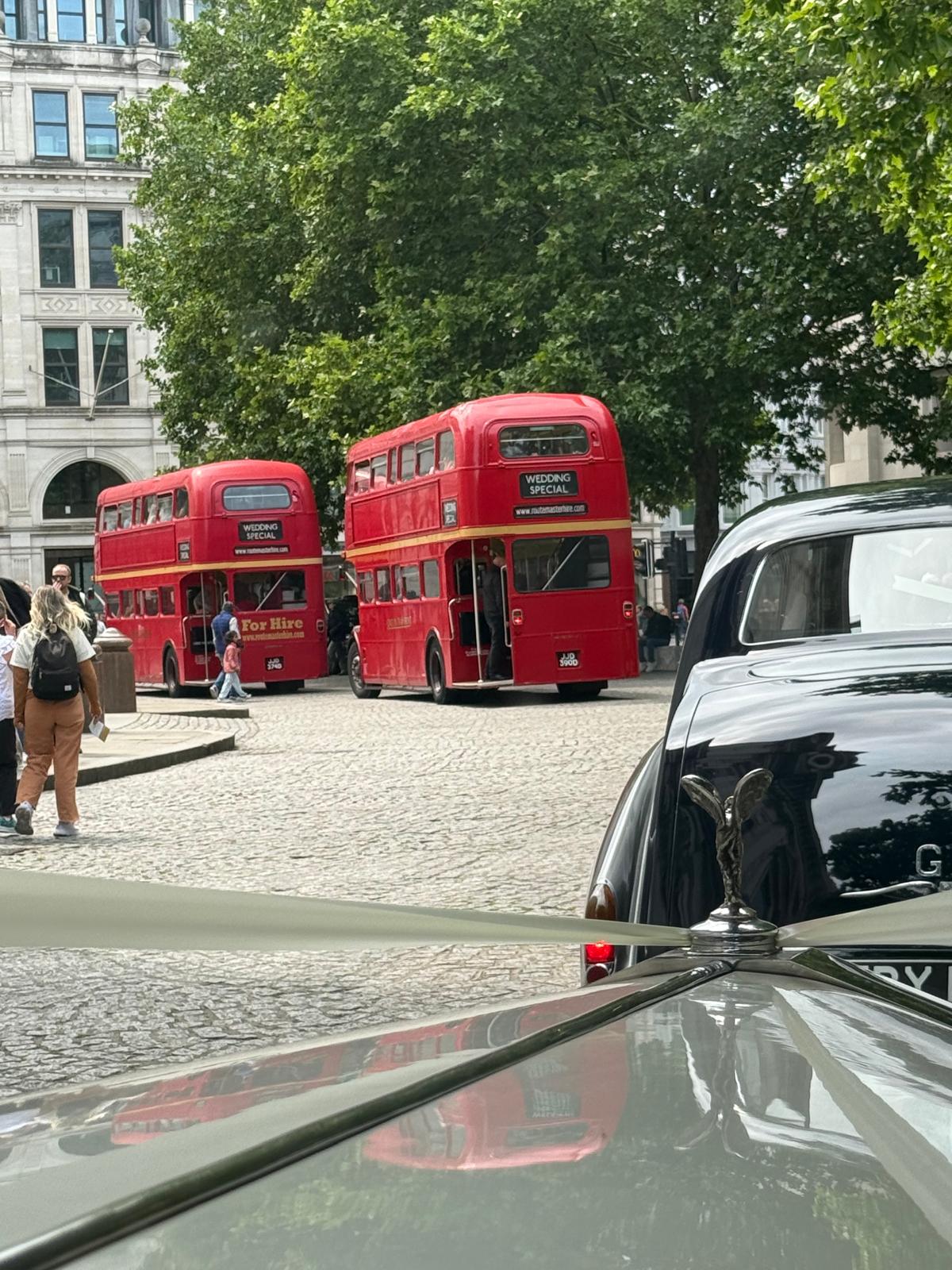 Classic London bus for wedding transport