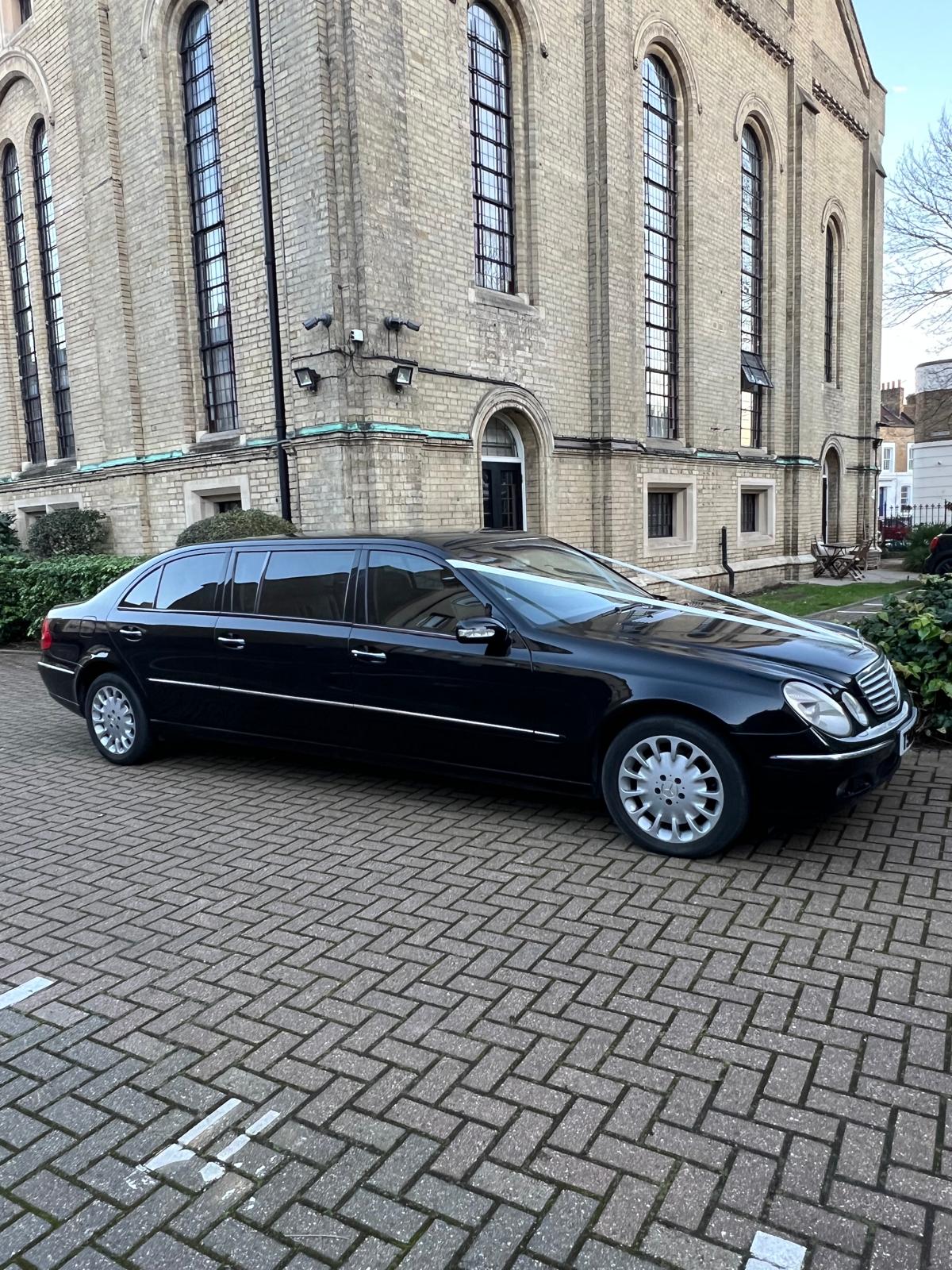 7 seater Mercedes E-Class limousine for wedding car hire UK