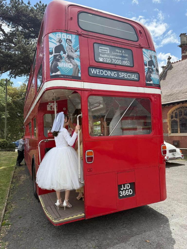 Luxury Routemaster wedding bus decorated for private event