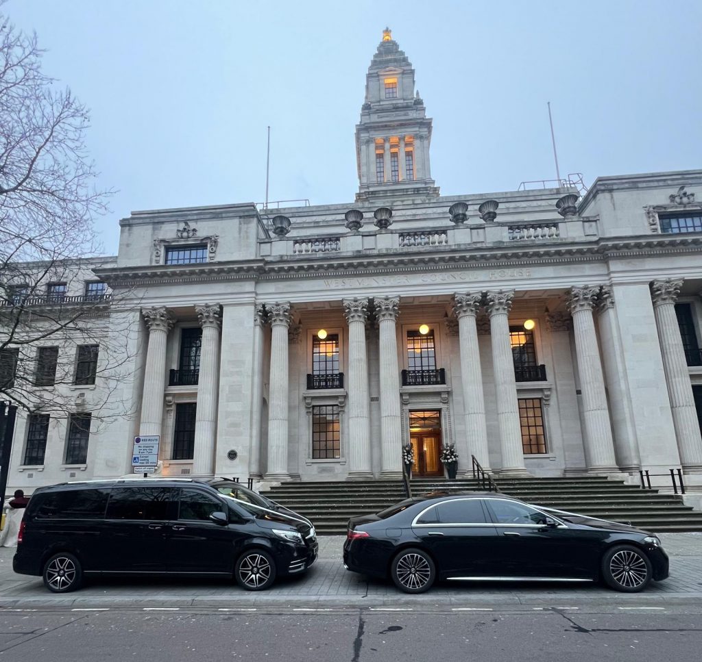 wedding guest transport London luxury van arrival venue