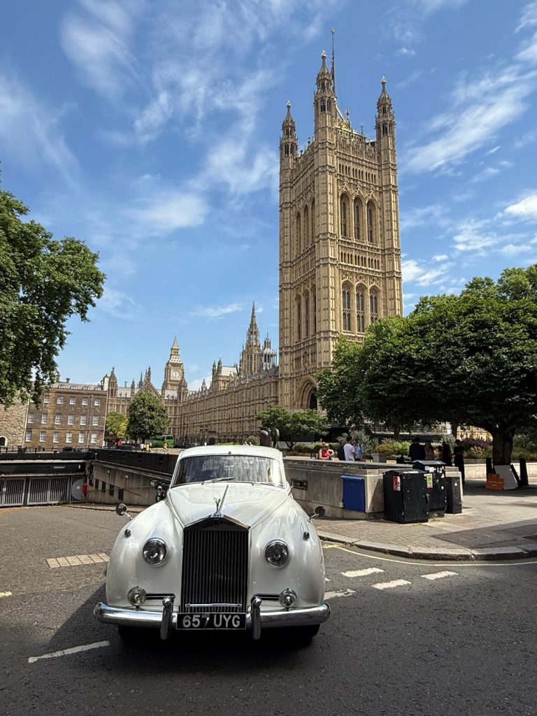 Bentley wedding car hire Westminster with professional chauffeur